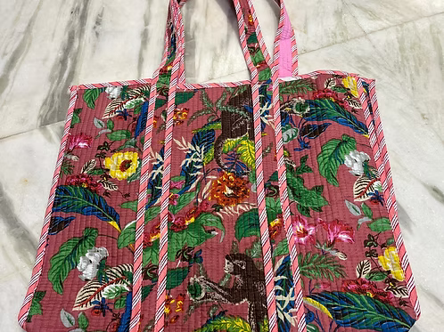 Jungle Printed Quilted Cotton Bags