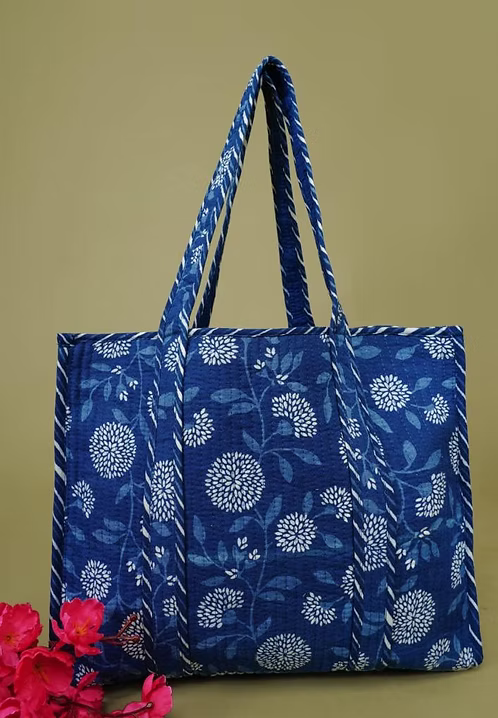 Block Printed Cotton Quilted Shopping Bags