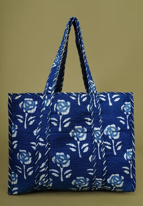 Block Printed Cotton Quilted Shopping Bags