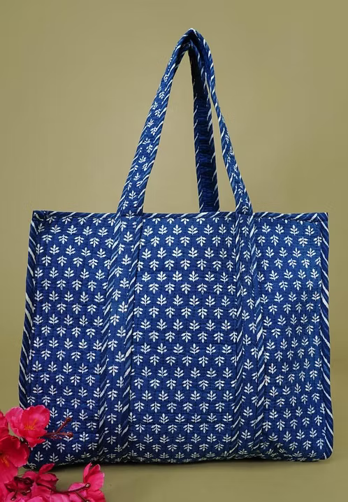 Block Printed Cotton Quilted Shopping Bags