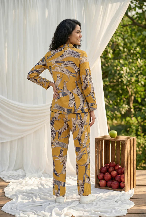 Round Neck Animal Print Night Suit