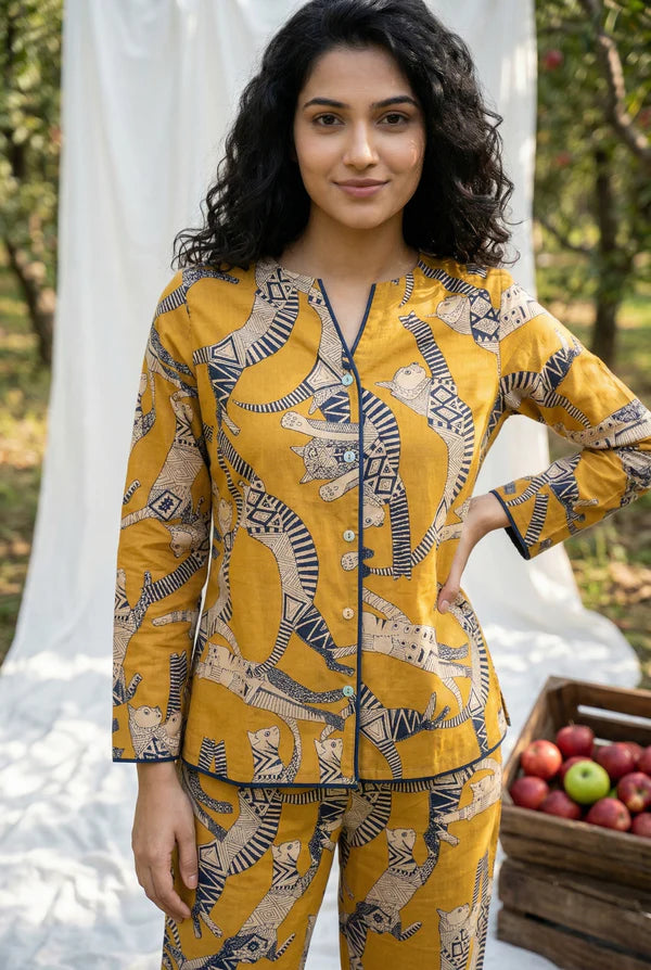Round Neck Animal Print Night Suit
