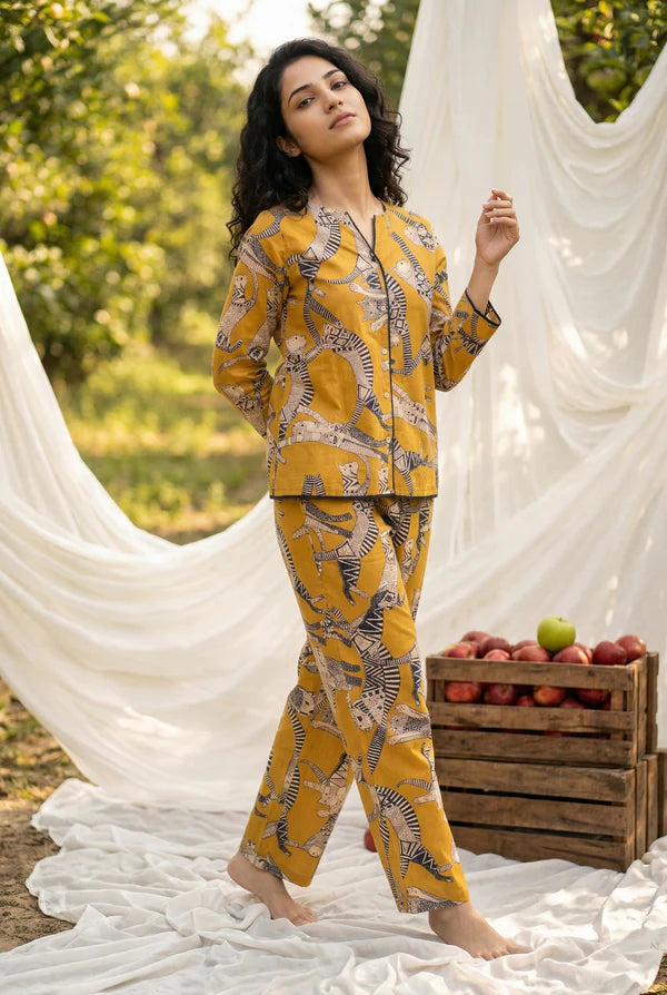 Round Neck Animal Print Night Suit