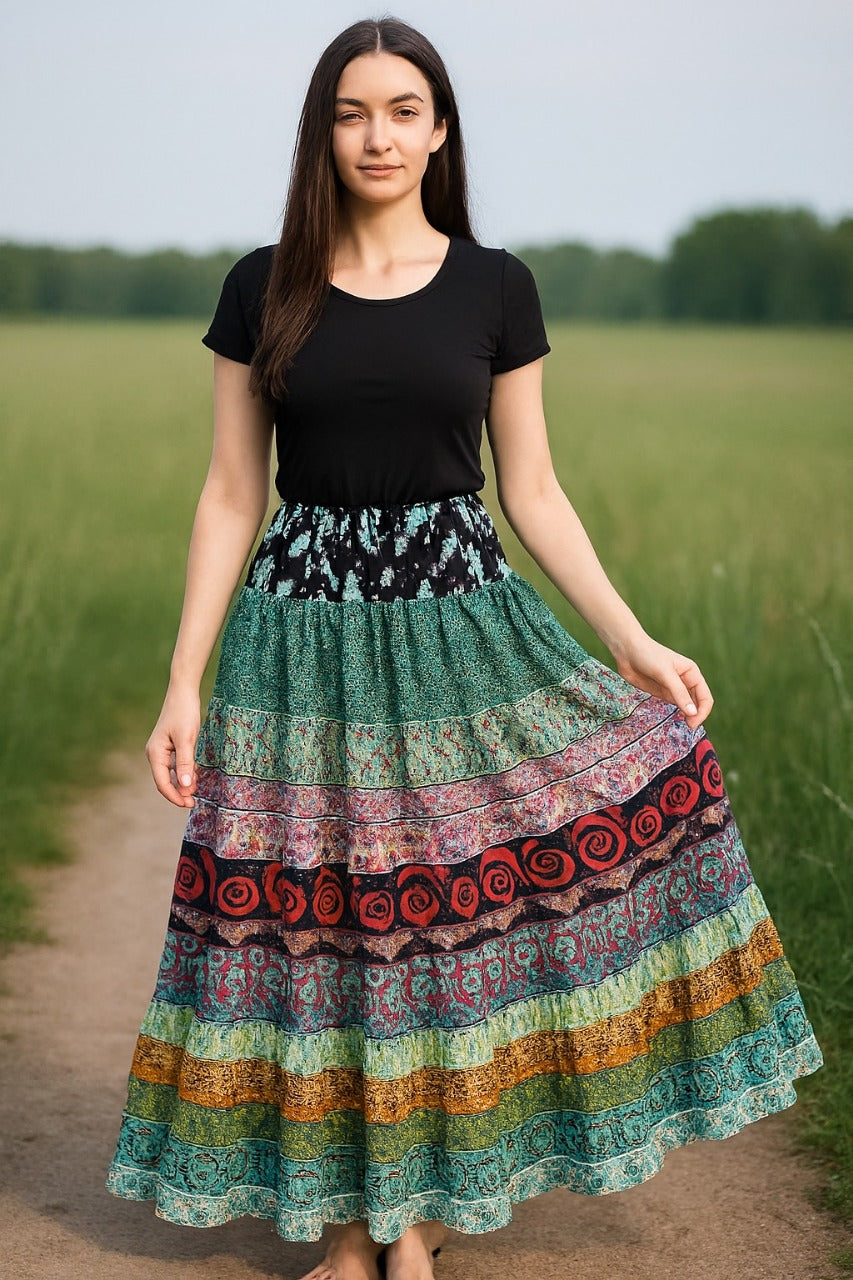 Women's Boho Stylish Multi Color Gypsy Skirt