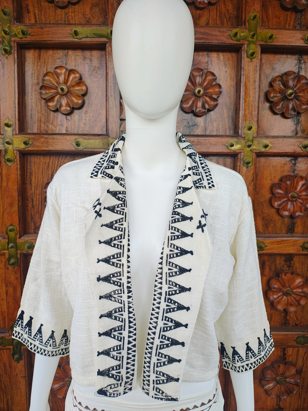 Boho Style Cotton Turn-Down Collar  Short Jacket
