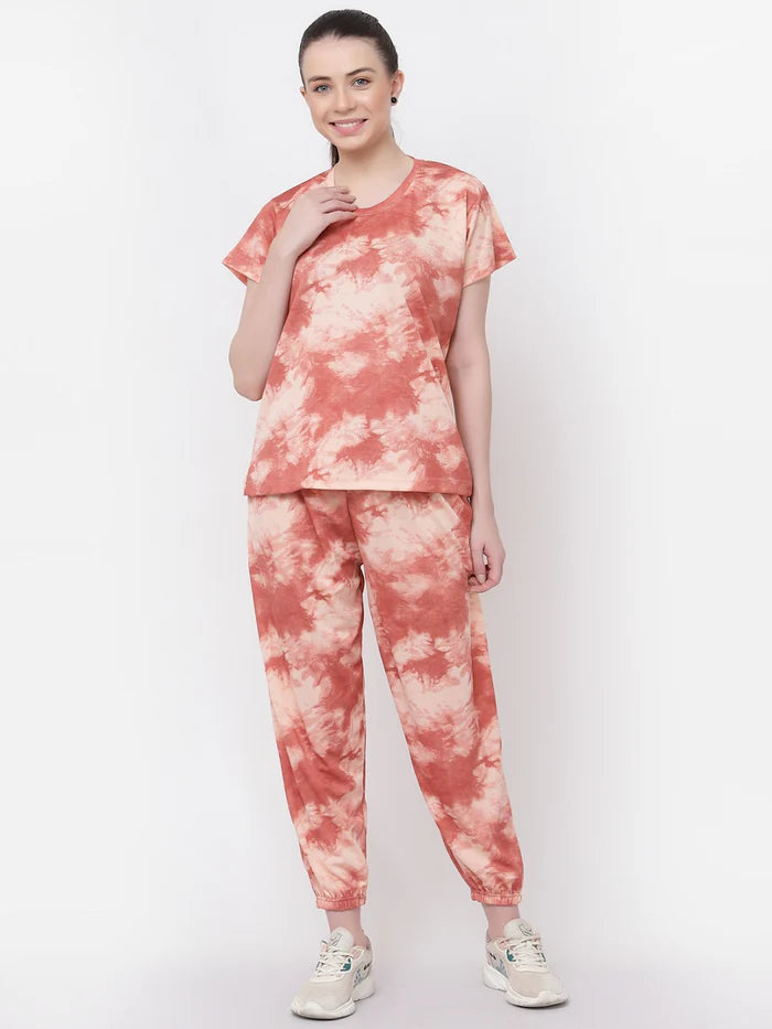Animal Print Tie-Dye Night Suit Set