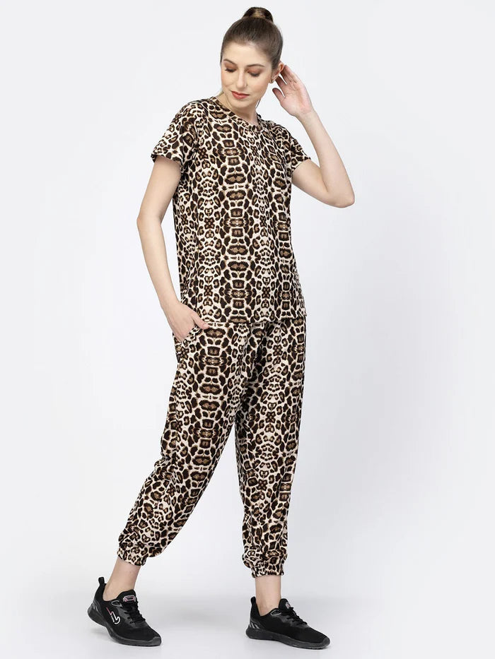 Animal Print Tie-Dye Night Suit Set