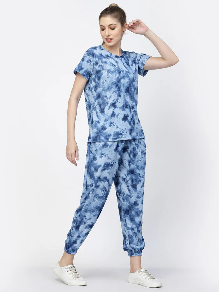 Animal Print Tie-Dye Night Suit Set