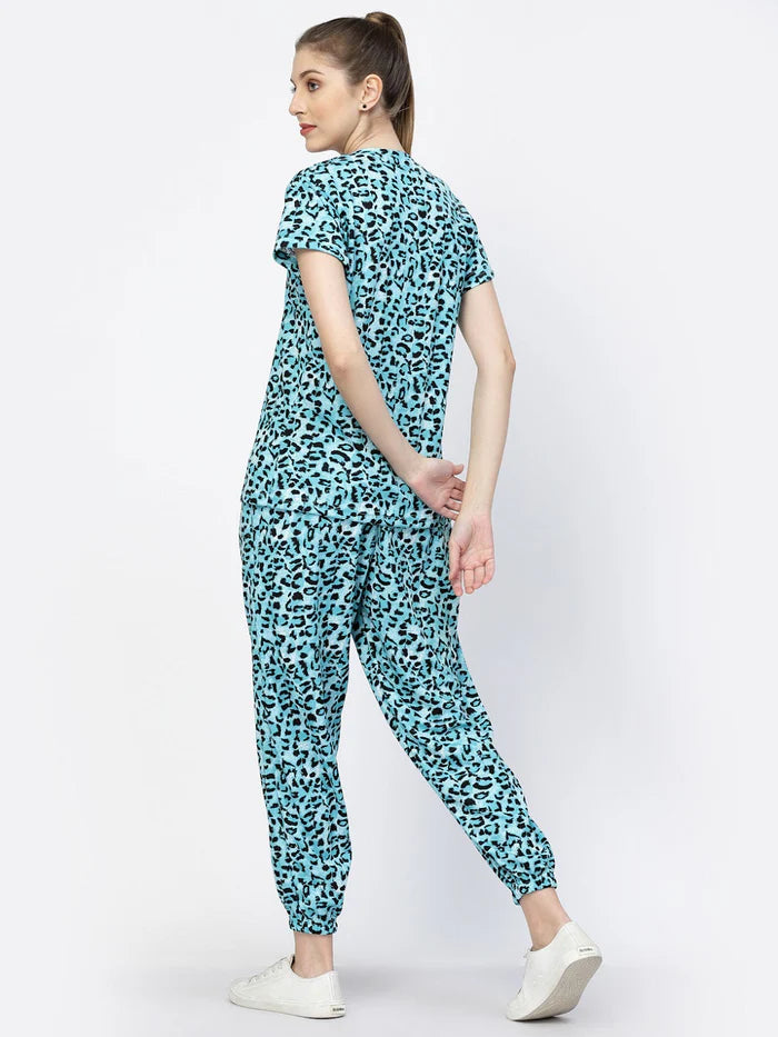 Animal Print Tie-Dye Night Suit Set