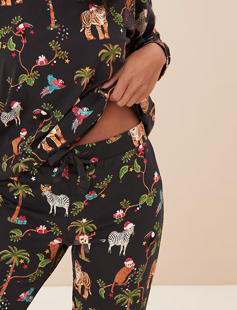 Animal Print Christmas Pajama Set