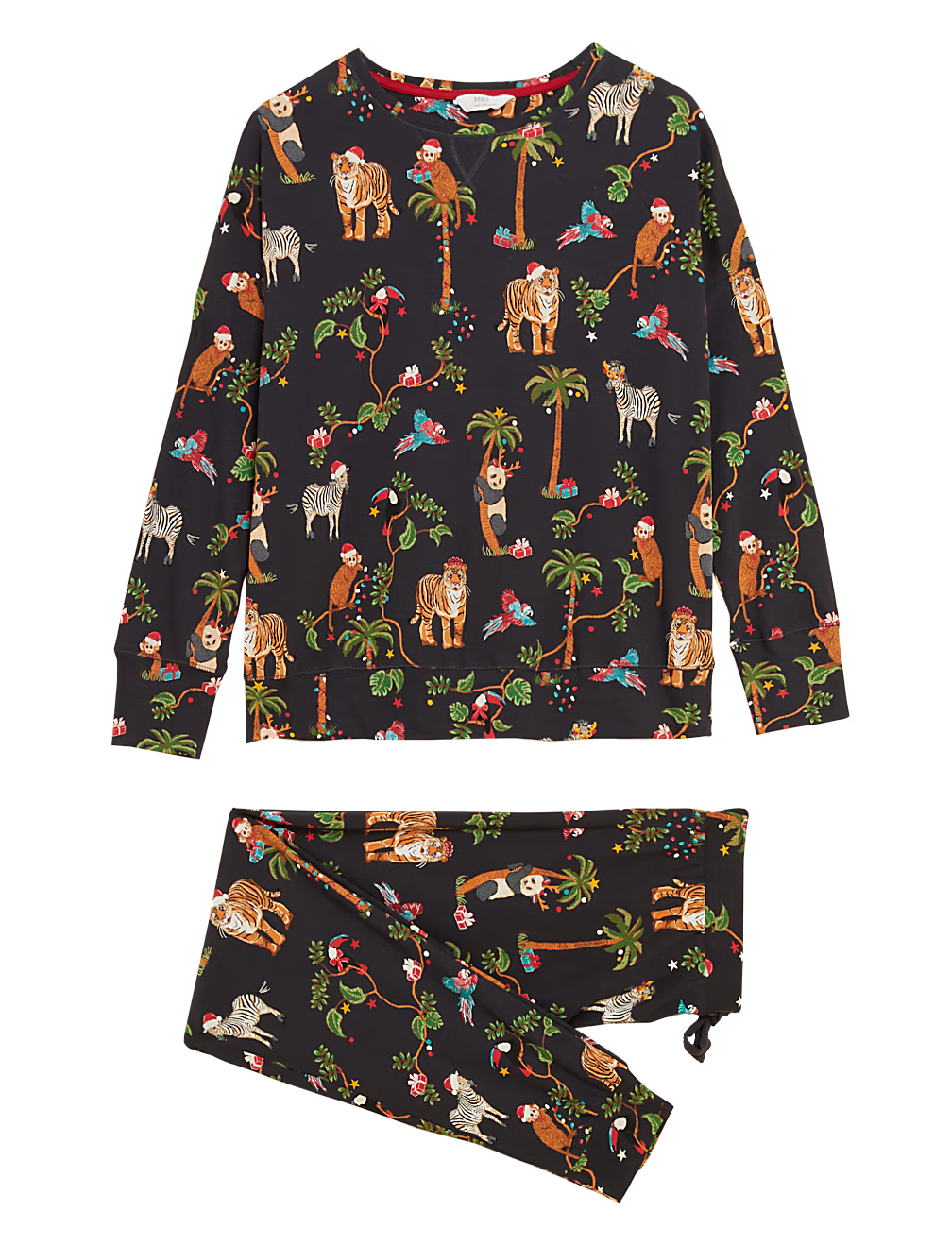 Animal Print Christmas Pajama Set