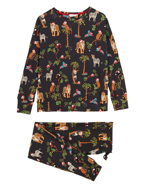Animal Print Christmas Pajama Set