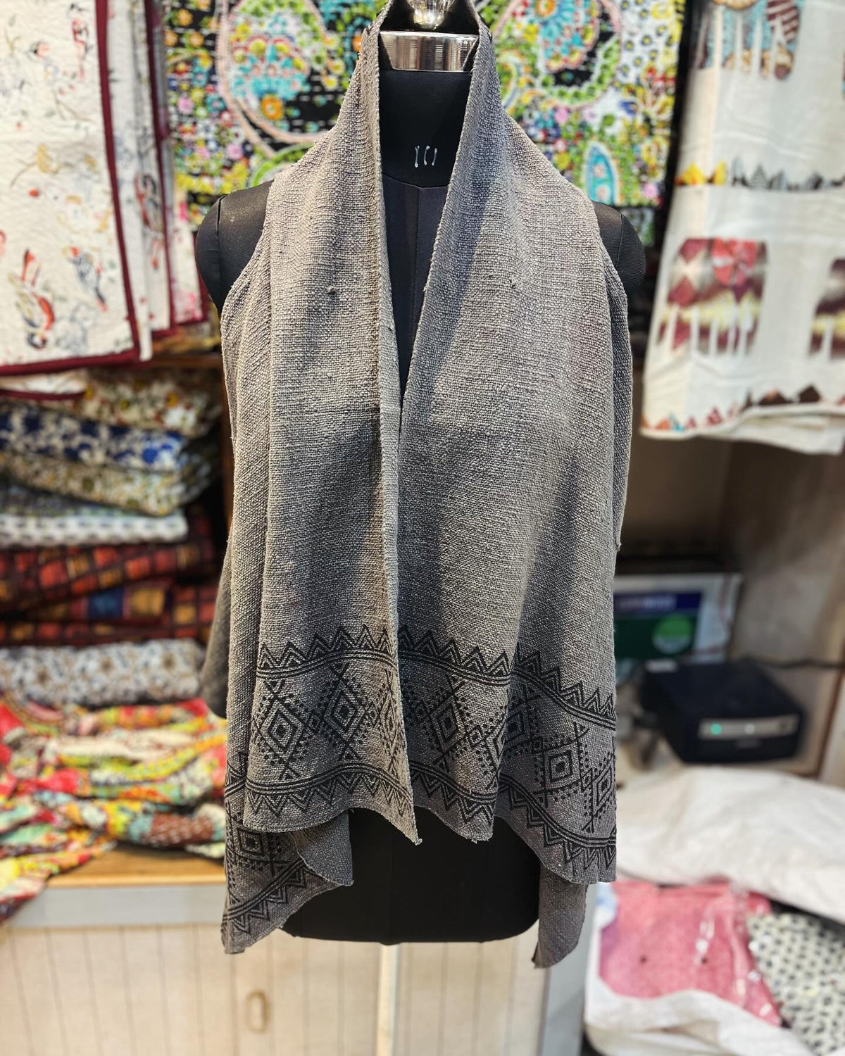 cotton block printed unisex jacket