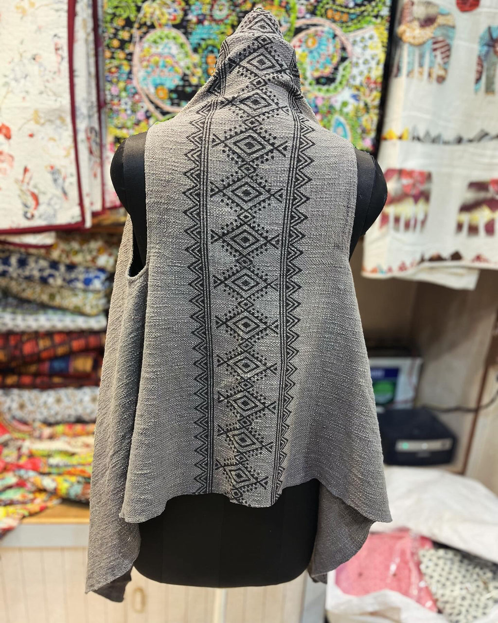 cotton block printed unisex jacket