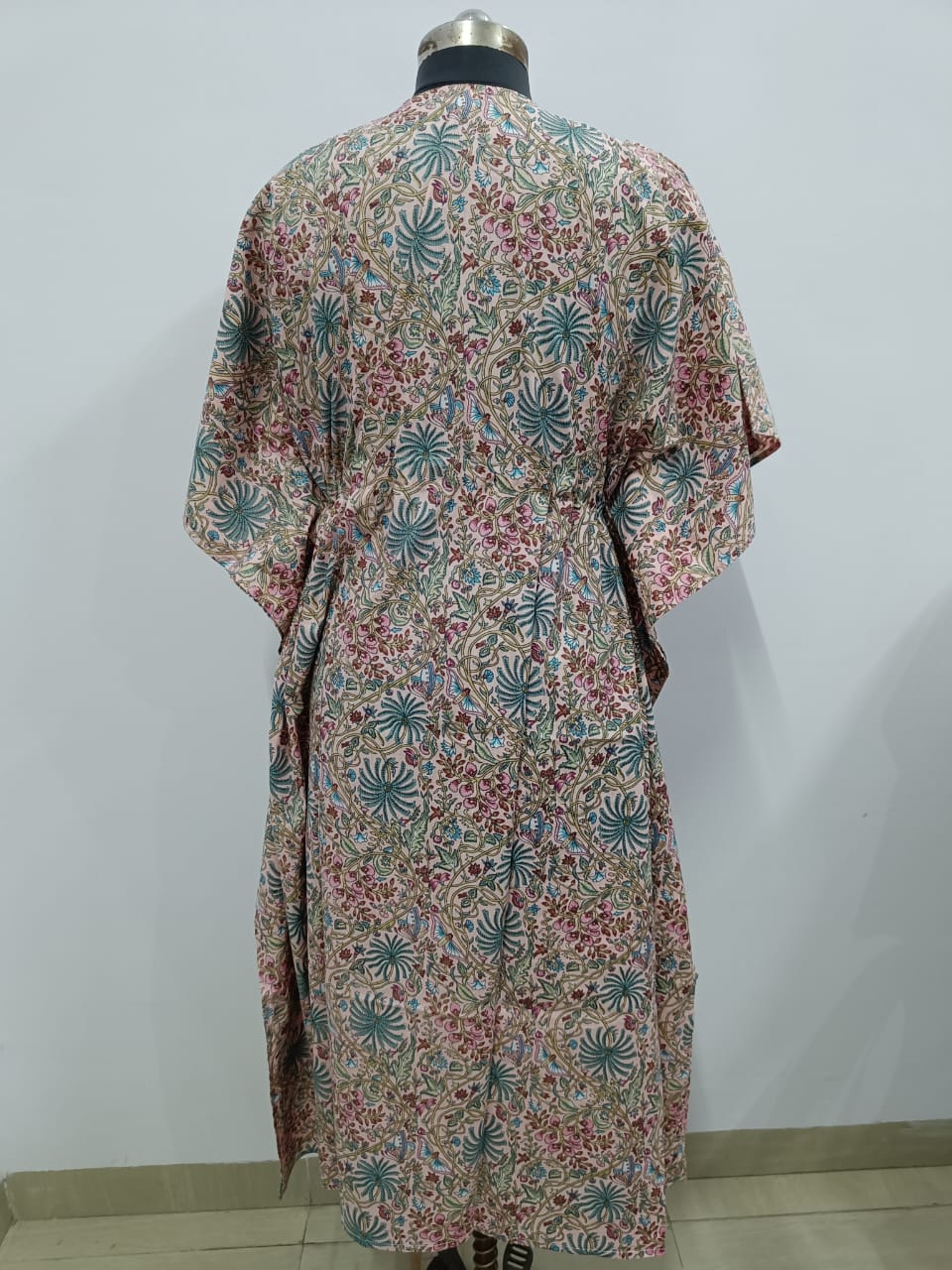 Cotton Block Printed Fabric Long Short Kaftan