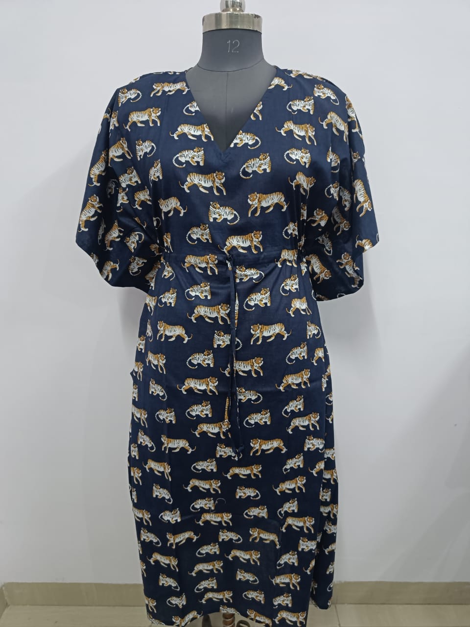 Cotton Block Printed Fabric Long Short Kaftan