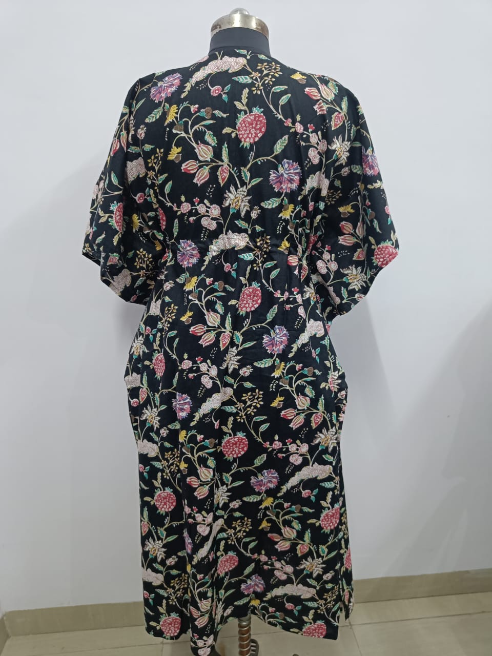 Cotton Block Printed Fabric Long Short Kaftan