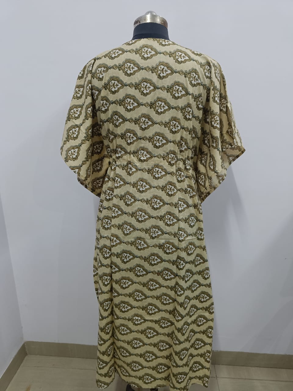 Cotton Block Printed Fabric Long Short Kaftan