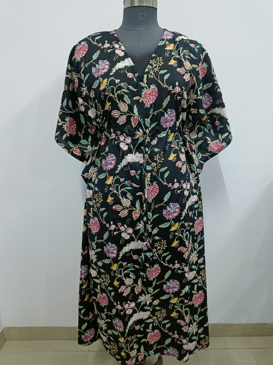 Cotton Block Printed Fabric Long Short Kaftan