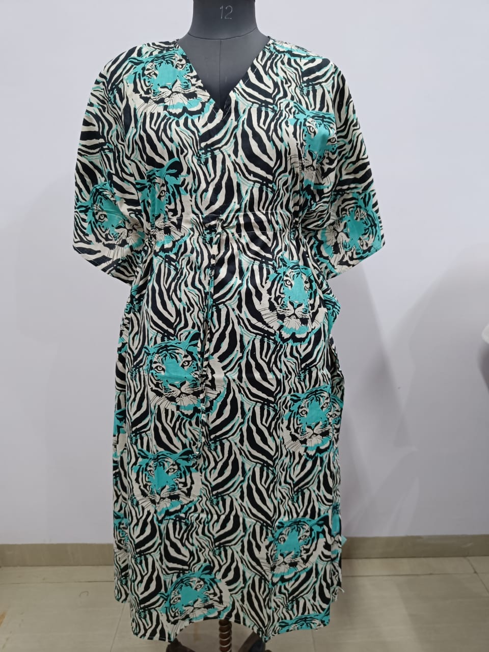 Cotton Block Printed Fabric Long Short Kaftan
