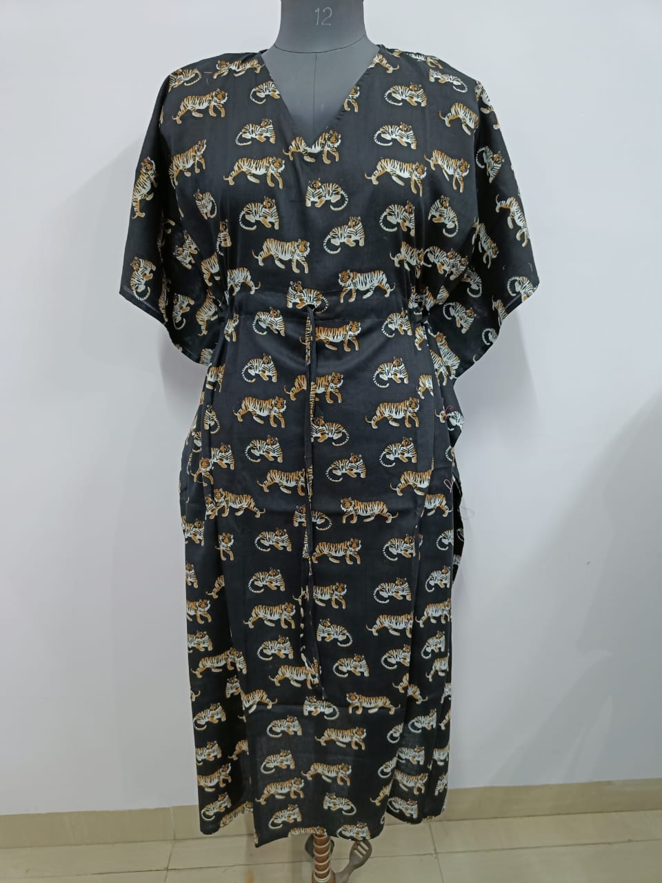 Cotton Block Printed Fabric Long Short Kaftan