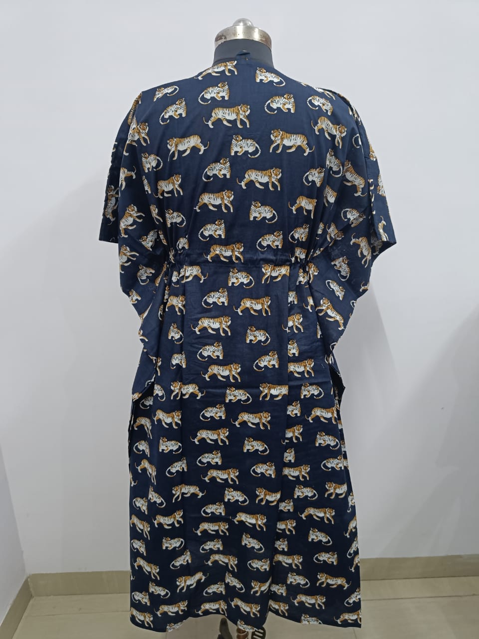 Cotton Block Printed Fabric Long Short Kaftan