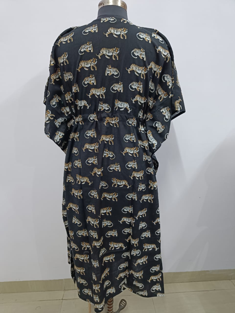 Cotton Block Printed Fabric Long Short Kaftan