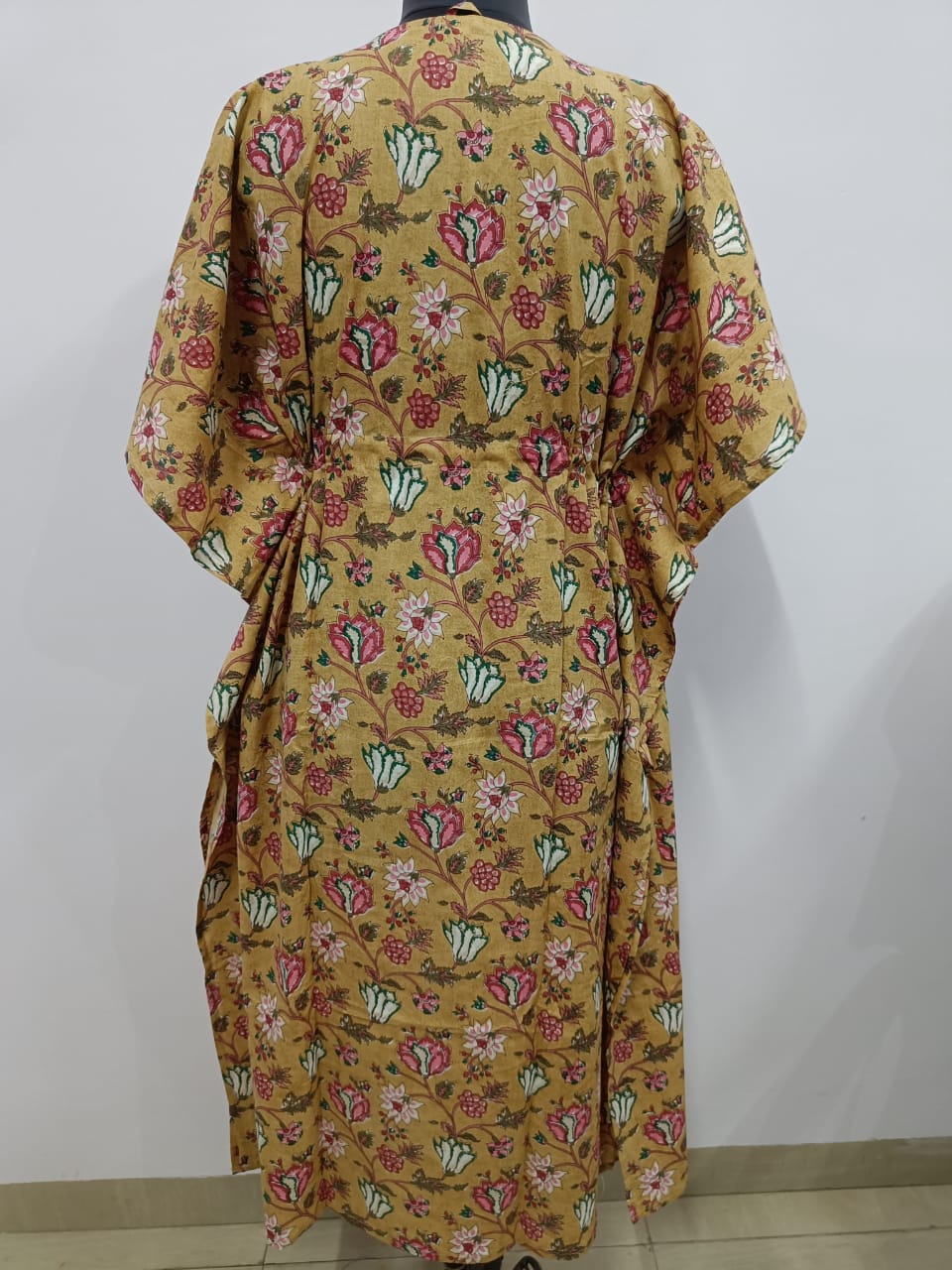 Cotton Block Printed Fabric Long Short Kaftan