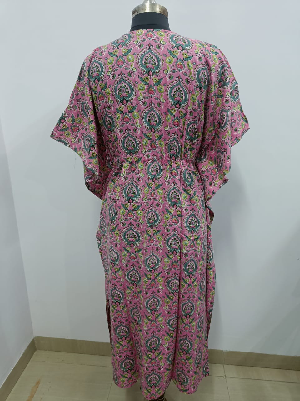 Cotton Block Printed Fabric Long Short Kaftan