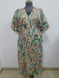 Cotton Block Printed Fabric Long Short Kaftan