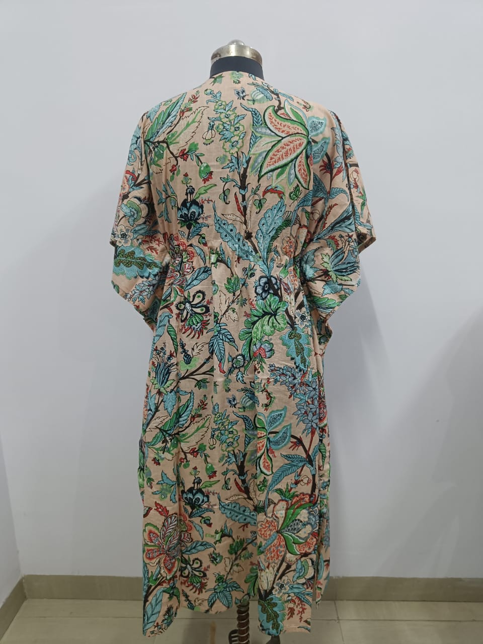 Cotton Block Printed Fabric Long Short Kaftan