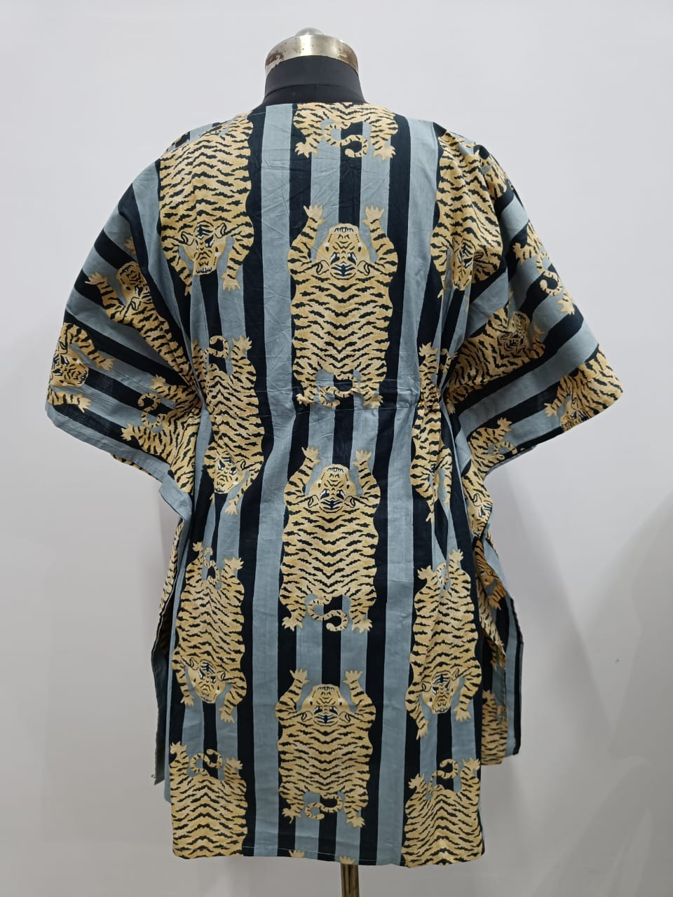Cotton Block Printed Fabric Long Short Kaftan